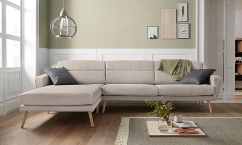 ANDAS, andas Ecksofa »Bille«, mit Naht im Rückenkissen und Beinen aus Eichenholz, Design by Morten Georgsen, andas Ecksofa »Bille L-Form«, mit Naht im Rückenkissen und Beinen aus Eichenholz
