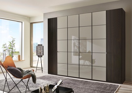 Wiemann, WIEMANN Drehtürenschrank »Quito«, hochwertige Beschläge inkl. Türdämpfung, Novel Drehtürenschrank in grau, eichefarben, mokka , Quito , Holzwerkstoff , 6 Fächer , 300x236x58 cm , Dekorfolie,glänzend,Nachbildung , Beimöbel erhältlich, umfangreiches Zubehör erhältlich, In verschiedenen Grössen erhältlich, in verschie