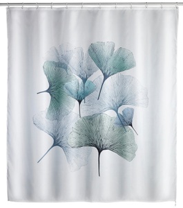 Wenko, Wenko - Anti-Schimmel Duschvorhang Ginkgo, Textil (Polyester), 180 x 200 cm, waschbar, Duschvorhang Ginkgo, Anti-Schimmel
