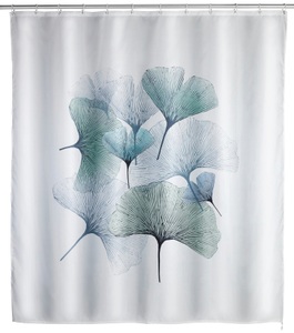 Wenko, Wenko - Anti-Schimmel Duschvorhang Ginkgo, Textil (Polyester), 180 x 200 cm, waschbar, Duschvorhang Ginkgo, Anti-Schimmel