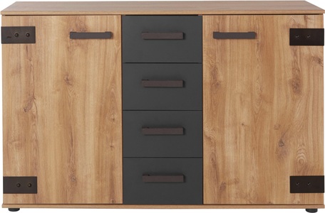 INOSIGN, INOSIGN Kommode »Malmö«, Wimex Kombikommode »Malmö, Schrank mit 2 Türen und 4 Schubladen, Made in Germany«, im rusikaler look, Industrial Design, 130x41x83cm