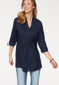 Aniston CASUAL Longbluse, Stehkragen, »Schlupfbluse mit halber Knopfleiste«