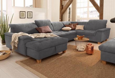 HOME AFFAIRE, Home affaire Wohnlandschaft »Lyla«, wahlweise mit Rückenfunktion und zusätzlich mit Bett + Bettkasten, Home affaire Wohnlandschaft »Lyla U-Form«, wahlweise mit Rückenfunktion und zusätzlich mit Bett + Bettkasten
