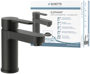 SCHÜTTE, SCHÜTTE Waschtisch-Einhebelmischer »ELEPHANT«, Badarmatur mit Ablaufgarnitur und Abflussstopfen, Schütte Waschtischarmatur »ELEPHANT«, inkl. Exzenter, Marken-Mischdüse, leichte Montage