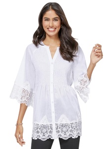 Alessa W. Bluse mit filigranem Spitzenbesatz vorne