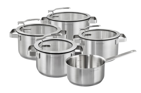 Hanseatic, Hanseatic Topf-Set »STYLE«, Edelstahl 18/10, (Set, 9 tlg., Fleischtopf 1x 16 cm / 2x 20 cm / 1x 24 cm, Stielkasserolle 16 cm), Deckel mit praktischer Aufhänge-Funktion, Induktion, Hanseatic Topf-Set »STYLE« Set, Fleischtopf 1x 16 cm / 2x 20 cm / 1x 24 cm, Stielkasserolle 16 cm, 9 Stk. tlg. Edelstahl 18/10