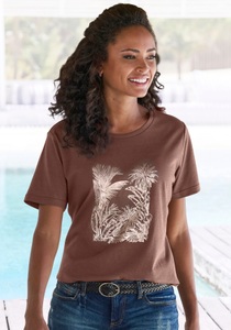 Vivance T-Shirt »mit goldfarben schimmerndem Folienprint«, aus weicher Baumwoll-Qualität