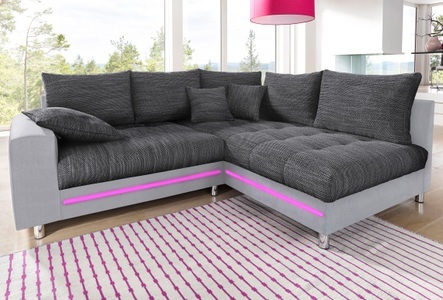 Nova Via, Nova Via Ecksofa, Mr. Couch Ecksofa »Tobi L-Form«, wahlweise mit Kaltschaum (140kg Belastung/Sitz), RGB-LED-Beleuchtung