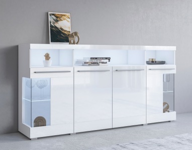 undefined, Sideboard, Breite 182 cm, INOSIGN Sideboard »India,Breite 182cm, stilvolle Kommode mit Glastüren«, Kombikommode viel Stauraum, Einlegeböden verstellbar,ohne Beleuchtung