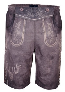 Krüger Buam, Krüger Buam Trachtenbadehose Herren in Lederhosen-Optik, 