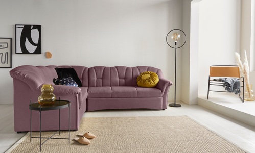 DOMO collection, DOMO collection Ecksofa, DOMO collection Ecksofa »Papenburg B/T/H: 242/190/84 cm L-Form«, wahlweise mit Bettfunktion, Langer Schenkel links oder rechts