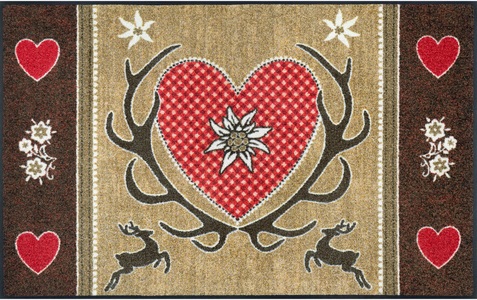 wash+dry by Kleen-Tex, wash+dry by Kleen-Tex Teppich »Wild Hearts«, rechteckig, 7 mm Höhe, Motiv Herz, rutschhemmend, In- und Outdoor geeignet, waschbar, 