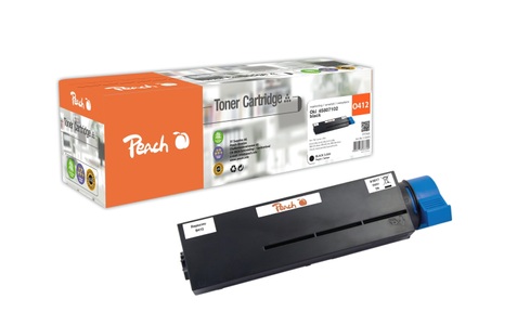 Peach, Peach Tonermodul schwarz kompatibel zu OKI 45807102, Peach O45807 Toner bk ersetzt OKI 45807102 für z.B. OKI B 412 DN, OKI B 432 DN, OKI B 512 DN, OKI MB 472 dnw, OKI MB 492 dn, OKI MB 562 dnw