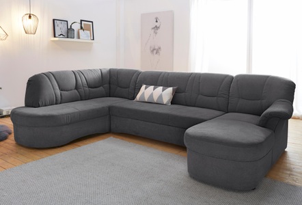 DOMO collection, DOMO collection Wohnlandschaft, DOMO collection Wohnlandschaft »Sarafina, zeitlos und komfortabel, optional mit Federkern, U-Form« wahlweise mit Bettfunktion