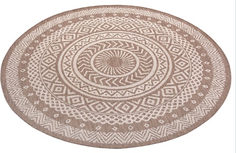 LEONIQUE, Leonique Teppich »Sia«, rund, 3 mm Höhe, In-und Outdoor geeignet, Mandala, Rund, Wohnzimmer, Balkon, Terrasse, Garten, Pflegeleicht, Flachgewebe, Leonique Teppich »Sia«, rund, 3 mm Höhe, Mandala Teppich, Boho, Wetterfest & UV-beständig, besonders flach