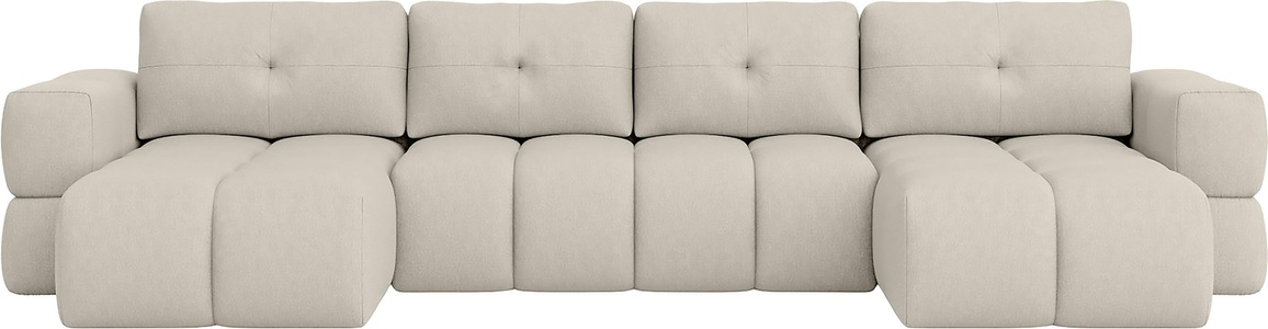 ANDAS, andas Wohnlandschaft »EJSTRUP lose Rückenkissen, XXL: B/T/H: 408/186/92 cm, auch in Bouclé«, verwandelbar zum Schlafsofa, Bettfunktion, aufwändige Steppung U-Form, andas Wohnlandschaft »EJSTRUP«, verwandelbar zum Schlafsofa, Bettfunktion, aufwändige Steppung U-Form