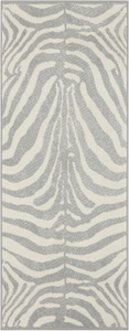 White Label, White Label - Design-Velourteppich - 80 x 250 cm - Hellgrau, my home Läufer »Rufus«, rechteckig, 8 mm Höhe, Kurzflorläufer, Zebra Look, gestreift, gekettelt, Robust, Pflegeleicht