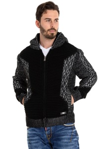 Cipo & Baxx Cardigan, mit flauschiger Kapuze