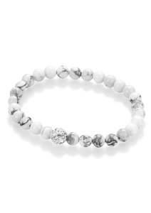 FIRETTI, Firetti Armband »Mineralstein-Kugeln«, Firetti Armband »Schmuck Geschenk Armschmuck Armkette Edelstein Farbstein Kristall«, mit Kristallstein (synth.), Howlith