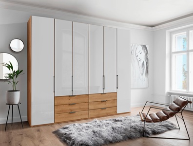 Wiemann, WIEMANN Drehtürenschrank »Monaco«, mit Glasfront sowie hochwertige Beschläge inkl. Dämpfung, Drehtürenschrank MIAMI weiss 6 Türen 6 Schubladen