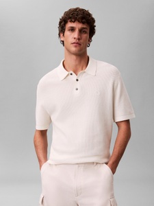 Calvin Klein Kurzarmpullover Strukturstrick, reine Baumwolle, Regular Fit