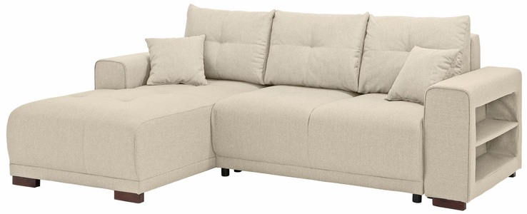 HOME AFFAIRE, Home affaire Ecksofa »Viborg«, mit Regal in der Armlehne, wahlweise mit Bettfunktion, Home affaire Ecksofa »Viborg L-Form«, mit Regal in der Armlehne, wahlweise mit Bettfunktion