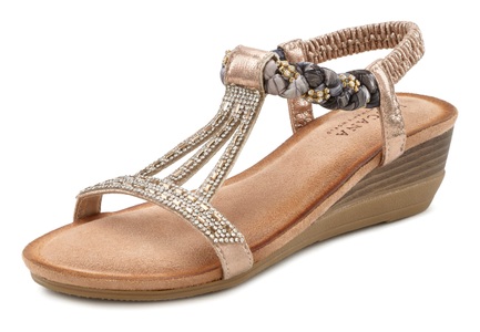 Lascana, LASCANA Sandale, mit Schmucksteinen und elastischen Riemen, LASCANA Sandale »Sommerschuh«, mit Schmucksteinen, Glitzer, elastische Riemen, Sandalette,Sommerschuh