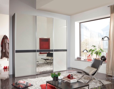 Wiemann, WIEMANN Schwebetürenschrank »Rialto«, WIEMANN Schwebetürenschrank »Rialto«, hochwertige Glas- und Spiegelfront mit Querriegel