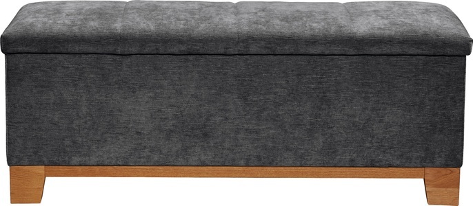 undefined, Bettbank »Viborg«, Carryhome Bettbank in textil graphitfarben , Viborg , Eiche , massiv , 139x58x50 cm , lackiert,Mikrofaser,Echtholz , 002220045009