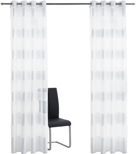 DECOLIFE, decolife Gardine »Alia«, (1 St.), weisse transparent-dichte Blocksteifen, decolife Gardine »Alia«, (1 St.), weisse transparent-dichte Blocksteifen