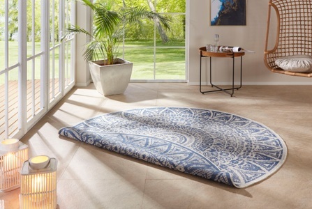Freundin home collection, freundin Home Collection Teppich »Lilja«, rund, 5 mm Höhe, In-und Outdoor geeignet, Mandala, Wohnzimmer, Balkon, Terrasse, Garten, Pflegeleicht, Flachgewebe, Wendbar, freundin Home Collection Teppich »Lilja Wendeteppich«, rund, 5 mm Höhe, In-& Outdoor, beidseitig, Wetterfest, Balkon, Garten, Wohnzimmer
