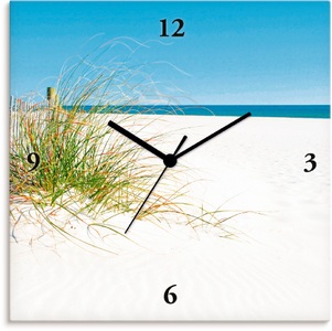 Artland, Artland Wanduhr »Schöne Sanddüne mit Gräsern und Zaun«, Artland Wanduhr »Schöne Sanddüne mit Gräsern und Zaun«, wahlweise mit Quarz- oder Funkuhrwerk, lautlos ohne Tickgeräusche