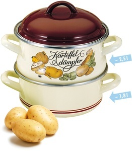 Elo, Kartoffeldämpfer ELO beige, Elo Dampfgartopf, Emaille, (1 tlg.), Dampfkochtopf, Induktion