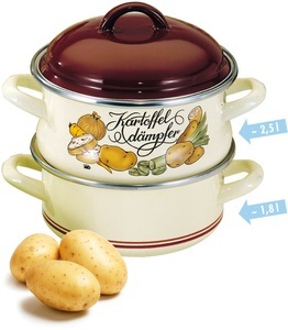 Elo, Kartoffeldämpfer ELO beige, Elo Dampfgartopf, Emaille, (1 tlg.), Dampfkochtopf, Induktion