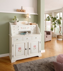 PREMIUM COLLECTION BY HOME AFFAIRE, Premium collection by Home affaire Sekretär »Secretaer Taunus«, aus schönem massivem Fichtenholz, mit einzigartiger Handbemalung auf den Türfronten, Breite 113 cm, 