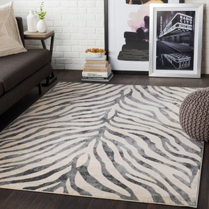 Surya, Surya Teppich »Animal Skin 2300«, rechteckig, LIVABLISS - Boho-Teppich Zebramuster CYBELE, 160X230CM, Taubengrau
