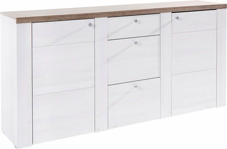 SERIE LARONA, Sideboard »Serie Larona«, Breite 176cm, Home affaire Sideboard »Larona, zeitlose Kommode mit 2 Türen, 3 Schubkästen, Türkommode,«, Höhe 84 cm, viel Stauraum, Anrichte mit dekorativer Rahmenoptik