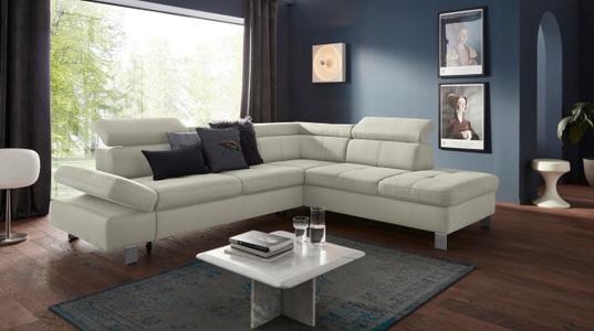 exxpo - sofa fashion Ecksofa, mit Kopf- bzw. Rückenverstellung, wahlweise mit Bettfunktion und Bettkasten