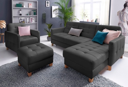 exxpo - sofa fashion, exxpo - sofa fashion Ecksofa, wahlweise mit Bettfunktion, exxpo - sofa fashion Ecksofa »Elio, kompakt, bequem & zeitloses Design, Breite 217cm, L-Form« wahlweise mit Bettfunktion
