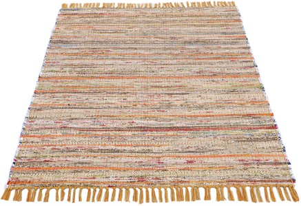 carpetfine Teppich »Kelim Chindi«, rechteckig, 6 mm Höhe, Flachgewebe Wendeteppich mit Fransen, Wohnzimmer