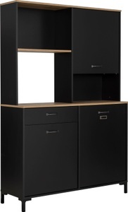 VEDIA, Mikrowellen-Möbel «City», B 119 x H 180 x T 41 cm, schwarz/holz, Mikrowellen-Möbel «City», B 119 x H 180 x T 41 cm, schwarz/holz