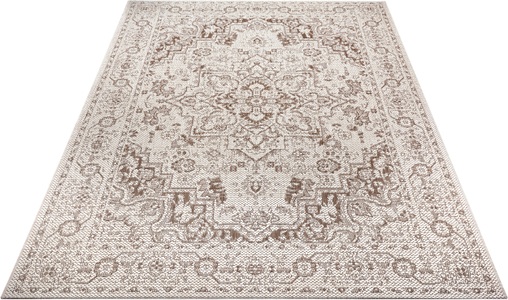 White Label, White Label - Teppich In-& Outdoor - 80 x 150 cm; - Creme, Hellbraun, Home affaire Teppich »Georgia«, rechteckig, 3 mm Höhe, In- & Outdoor-Teppich, strapazierfähig, pflegeleicht, Flachgewebe