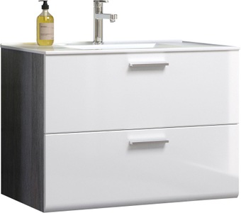 WELLTIME, welltime Waschbeckenunterschrank »Ravenna«, Hänge-Waschbeckenunterschrank, Breite 82 cm, 2 Korpusfarben, welltime Waschbeckenunterschrank »Ravenna«, Breiter Hänge-Waschbeckenunterschrank mit Einsatzwaschbecken