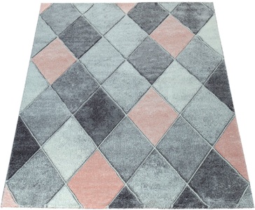 PACO HOME, Paco Home Teppich »Lara 238«, rechteckig, 18 mm Höhe, Kurzflor, buntes Rauten Muster, Pastell-Farben, handgefertigter Konturenschnitt, ideal in Wohnzimmer & Schlafzimmer, Paco Home Teppich »Lara 238«, rechteckig, 16 mm Höhe, Kurzflor, Pastell-Farben, handgefertigter Konturenschnitt