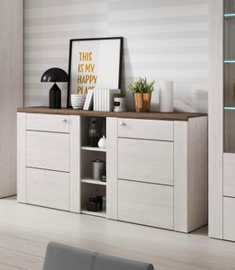 SERIE LARONA, Sideboard »Serie Larona«, Breite 155cm, Home affaire Sideboard »Larona, zeitlose Kommode mit 2 Türen, Türkommode, Breite 155 cm,«, Höhe 84 cm, viel Stauraum, Anrichte mit dekorativer Rahmenoptik
