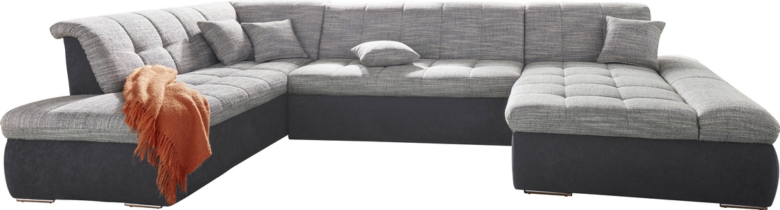 DOMO collection, DOMO collection Wohnlandschaft, DOMO collection Wohnlandschaft »PB Moric wahlweise mit Bettfunktion und Armteilverstellung U-Form« XXL-Format B/T/H: 353/216/80 cm, feine Steppung, incl. Zierkissen