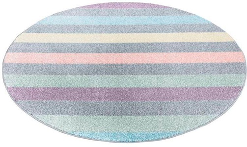 Carpet City, Carpet City Teppich »YOUNG955«, rund, 11 mm Höhe, Bunter Kinderteppich mit Streifen-Muster, Carpet City Teppich »YOUNG955«, rund, 11 mm Höhe, Bunter Kinderteppich mit Streifen-Muster