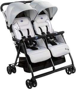 CHICCO, Chicco Geschwisterwagen Ohlala, CHICCO® Zwillings-Kinderwagen OHlalà Twin silver cat