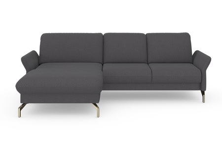 sit&more Ecksofa »Fashion«, wahlweise mit Kopfteilverstellung und Vorziehsitz, motorisch, mit satinierten Nickelfüssen