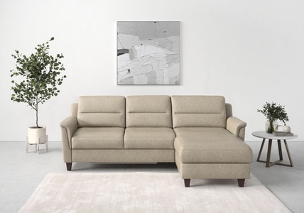 sit&more Ecksofa »Farö«, inklusive Federkern, mit naturfarbenen Füssen, wahlweise mit Bettfunktion und Bettkasten